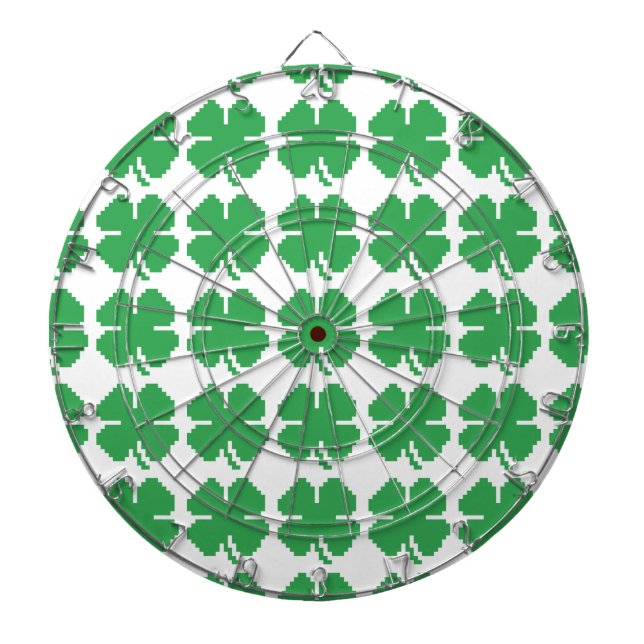 8 Bit Pixel Lucky Four Leaf Clover Dartboard (Front)