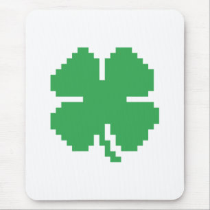 8 Bit Pixel Lucky Four Leaf Clover Mouse Mat