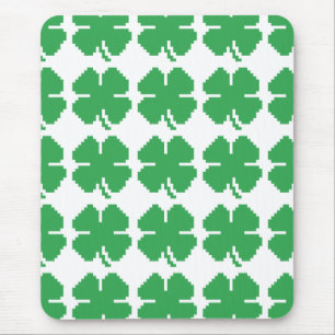 8 Bit Pixel Lucky Four Leaf Clover Mouse Mat