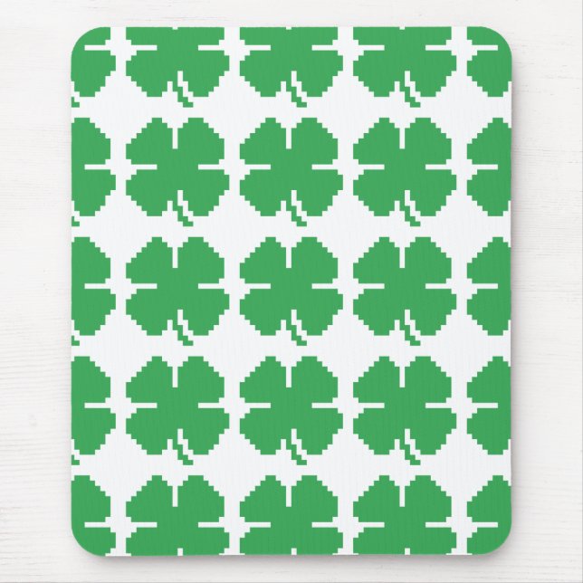 8 Bit Pixel Lucky Four Leaf Clover Mouse Mat (Front)