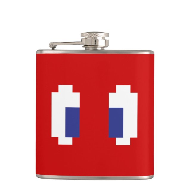 8 Bit Pixel Manga Eyes Hip Flask (Front)