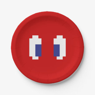 8 Bit Pixel Manga Eyes Paper Plate
