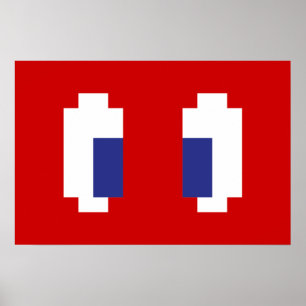 8 Bit Pixel Manga Eyes Poster