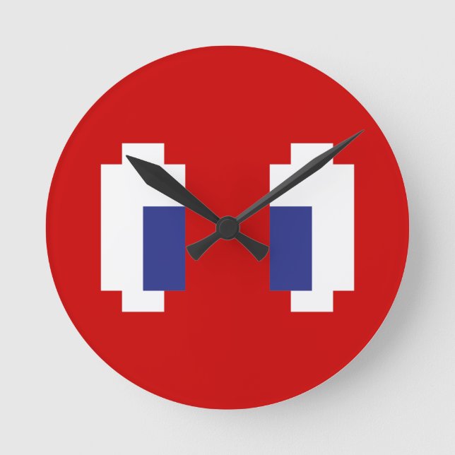 8 Bit Pixel Manga Eyes Round Clock (Front)