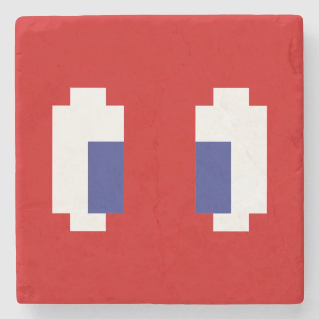 8 Bit Pixel Manga Eyes Stone Coaster (Front)