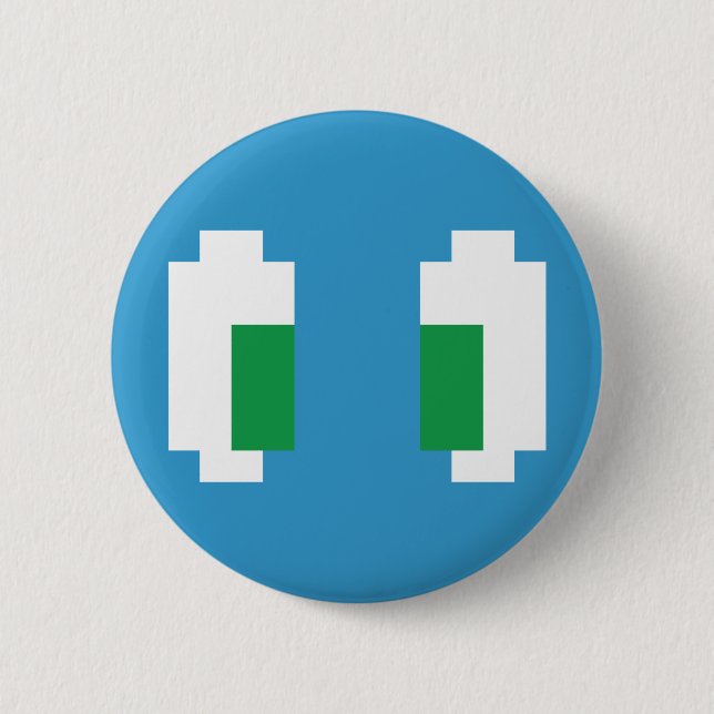 8 Bit Pixel Manga Green Eyes 6 Cm Round Badge (Front)