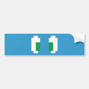 8 Bit Pixel Manga Green Eyes Bumper Sticker