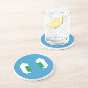 8 Bit Pixel Manga Green Eyes Coaster