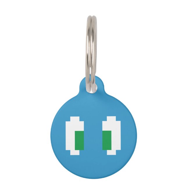 8 Bit Pixel Manga Green Eyes Pet Tag (Front)