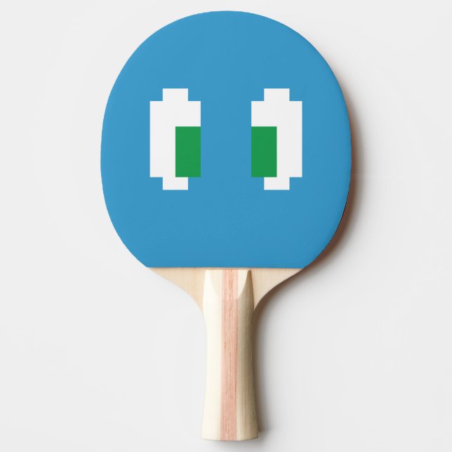 8 Bit Pixel Manga Green Eyes Ping Pong Paddle (Front)