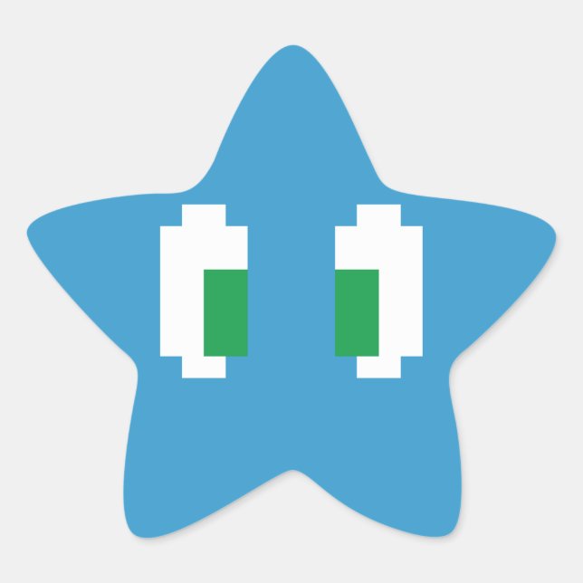 8 Bit Pixel Manga Green Eyes Star Sticker (Front)
