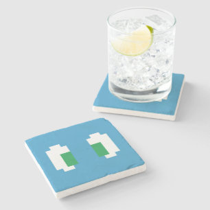 8 Bit Pixel Manga Green Eyes Stone Coaster