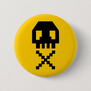 8-bit Pixel Skull 6 Cm Round Badge