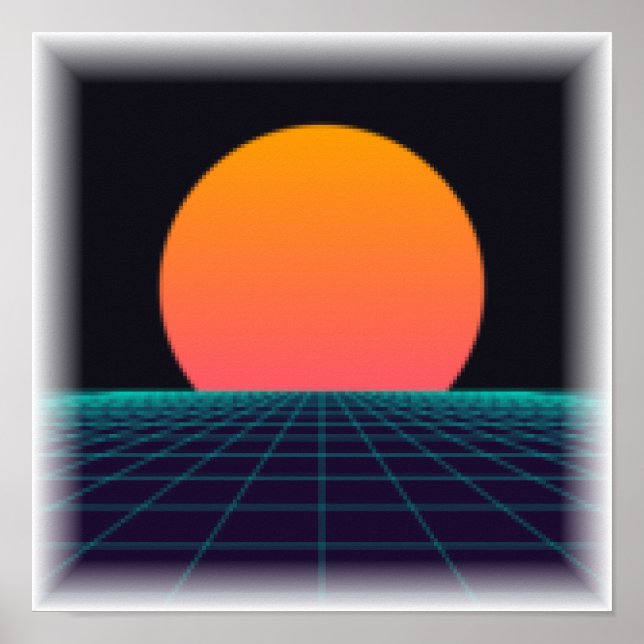 8-Bit Pixel Sunset - Retro Arcade Print (Front)