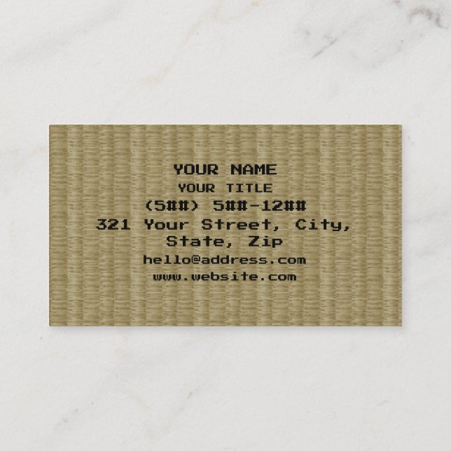 8 Bit Pixel Tatami Mat 畳 Business Card (Back)