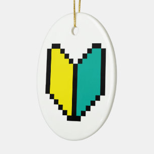 8 Bit Pixel Wakaba / Shoshinsha Mark Ceramic Tree Decoration