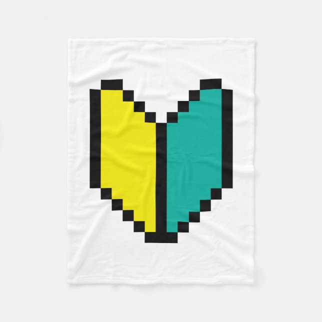 8 Bit Pixel Wakaba / Shoshinsha Mark Fleece Blanket (Front)