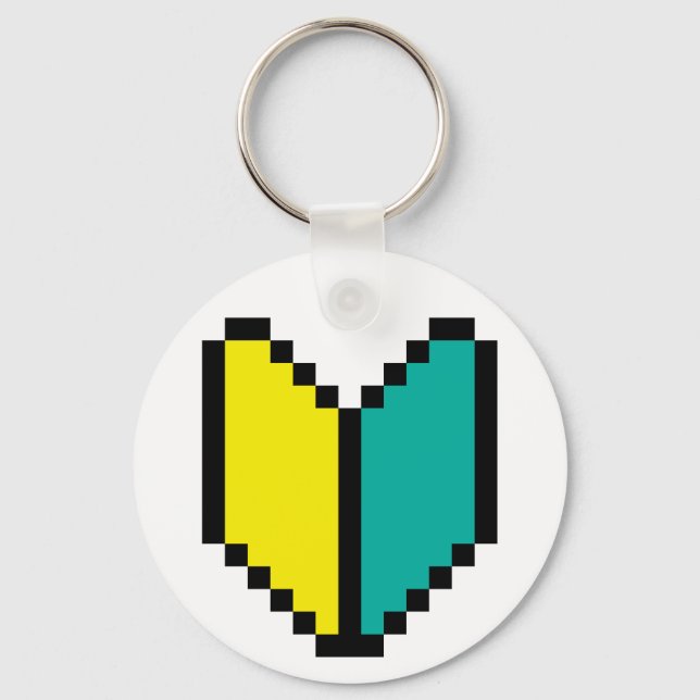 8 Bit Pixel Wakaba / Shoshinsha Mark Key Ring (Front)