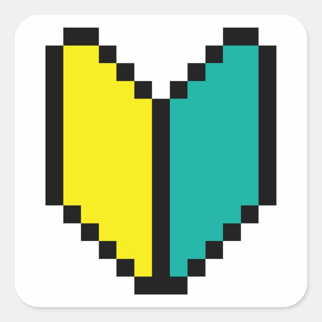 8 Bit Pixel Wakaba / Shoshinsha Mark Square Sticker (Front)