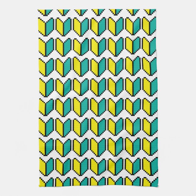 8 Bit Pixel Wakaba / Shoshinsha Mark Tea Towel (Vertical)