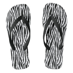 8 Bit Pixel Zebra Print Design Pattern Flip Flops