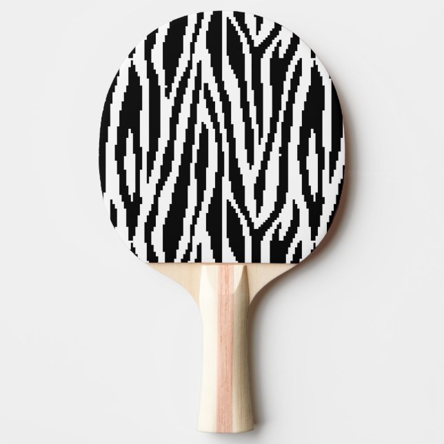 8 Bit Pixel Zebra Print Design Pattern Ping Pong Paddle (Front)