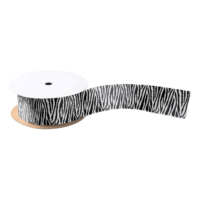 8 Bit Pixel Zebra Print Design Pattern Satin Ribbon (Spool)