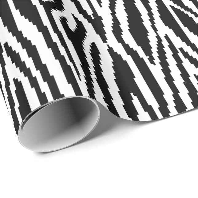 8 Bit Pixel Zebra Print Design Pattern Wrapping Paper (Roll Corner)