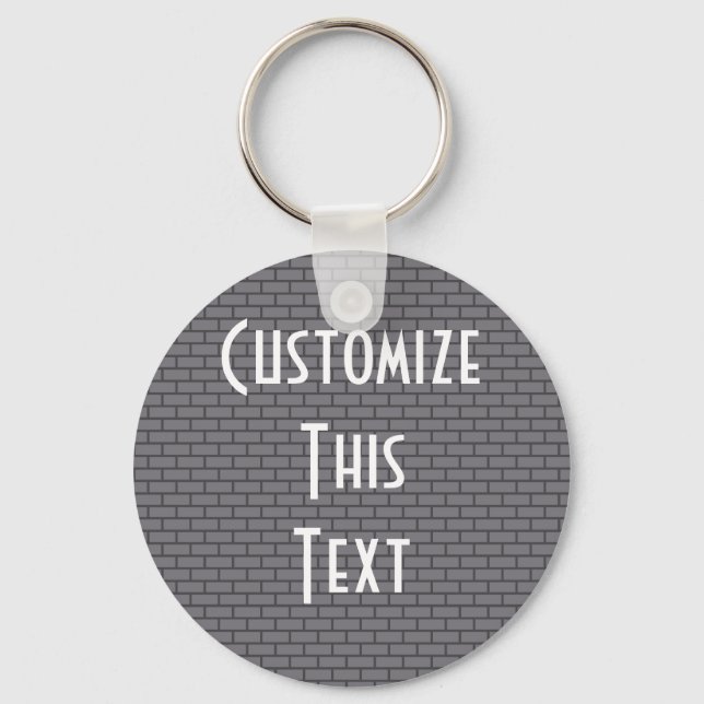 8-Bit Retro Brick, Grey Key Ring (Front)