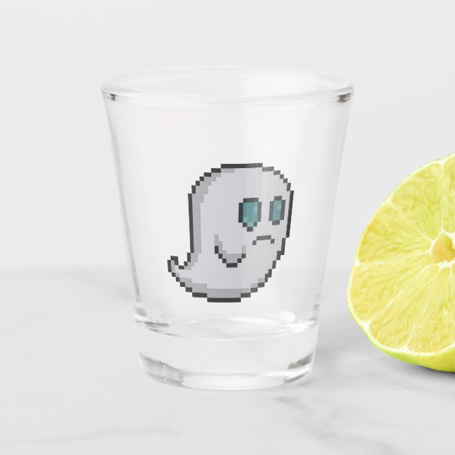 8-bit Retro Ghost Shot Glass (Front)