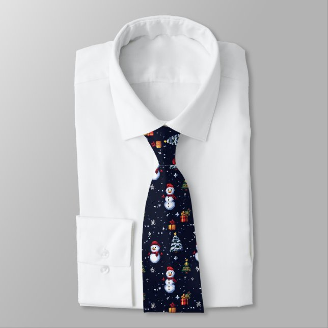8-bit retro-pixel Christmas Tie (Tied)