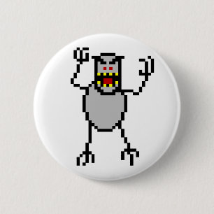 8-bit Retro Ski Free Yeti 6 Cm Round Badge