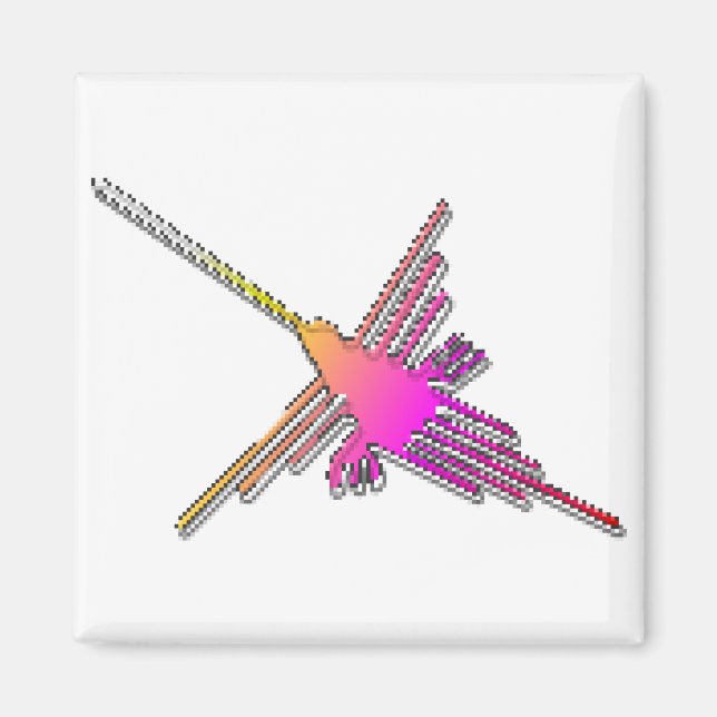 8 Bit Retro Video Game Nazca Lines Hummingbird Magnet (Front)