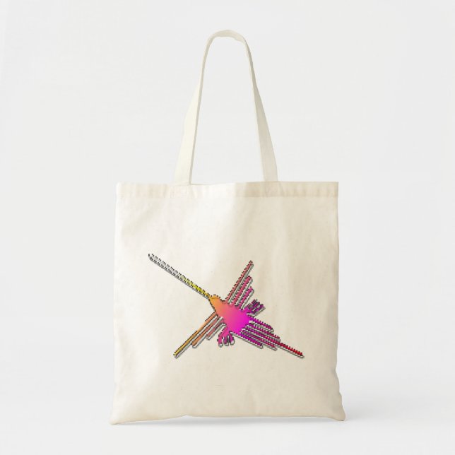 8 Bit Retro Video Game Nazca Lines Hummingbird Tote Bag (Front)