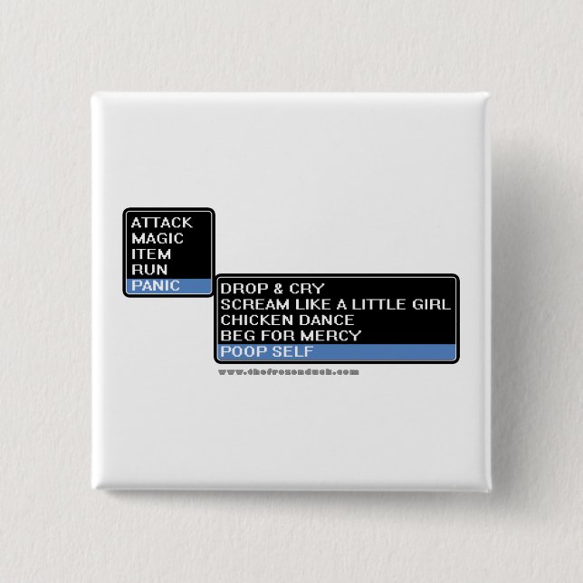 8 Bit RPG Battle Menu 15 Cm Square Badge (Front)