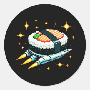 8-Bit Space Sushi Adventure - Cosmic Cuisine Art Classic Round Sticker