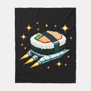 8-Bit Space Sushi Adventure - Cosmic Cuisine Art Fleece Blanket