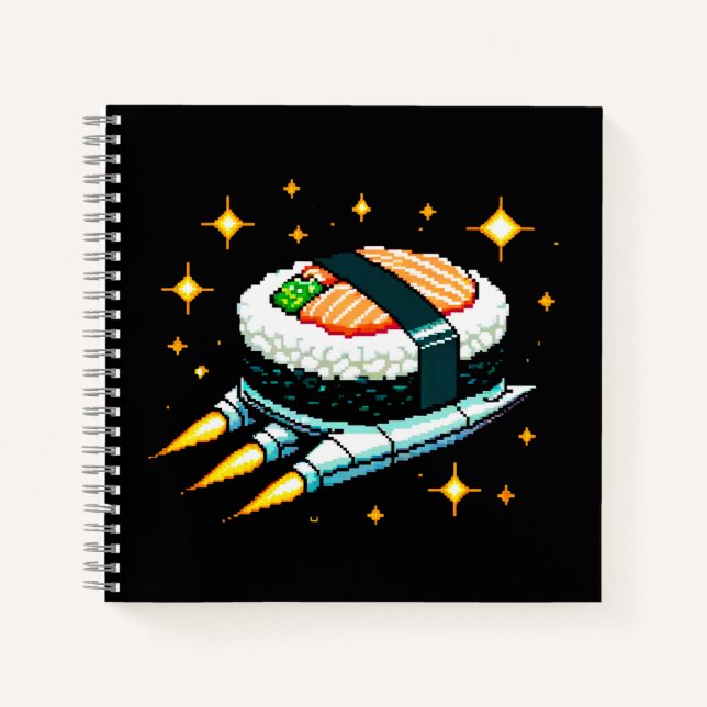 8-Bit Space Sushi Adventure - Cosmic Cuisine Art Notebook (Front)