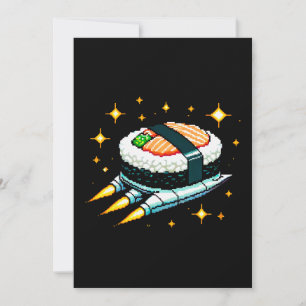 8-Bit Space Sushi Adventure - Cosmic Cuisine Art Thank You Card