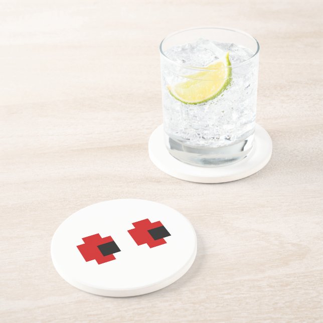 8 Bit Spooky Red Eyes Coaster (Side)