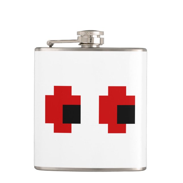 8 Bit Spooky Red Eyes Hip Flask (Front)