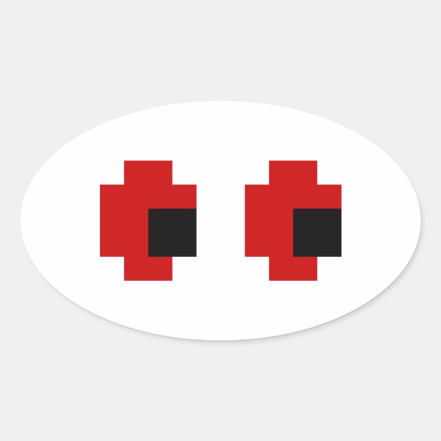 8 Bit Spooky Red Eyes Oval Sticker (Front)