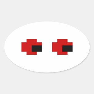 8 Bit Spooky Red Eyes Oval Sticker