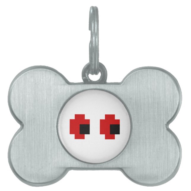 8 Bit Spooky Red Eyes Pet Tag (Front)