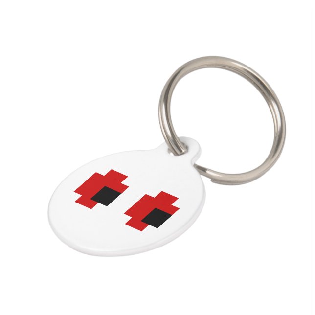 8 Bit Spooky Red Eyes Pet Tag (Side)