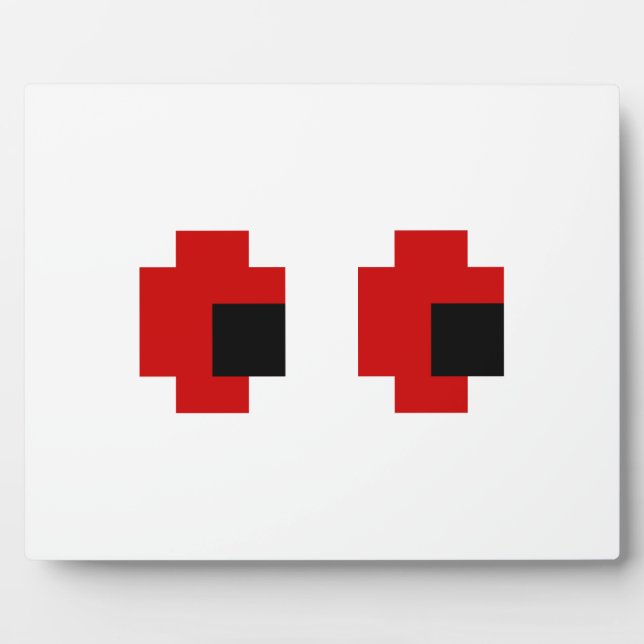 8 Bit Spooky Red Eyes Plaque (Front)