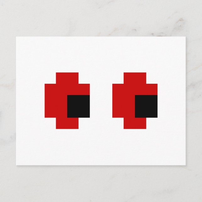 8 Bit Spooky Red Eyes Postcard (Front)