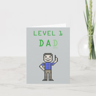 8-Bit Style "Level 1 Dad" Father's Day Card