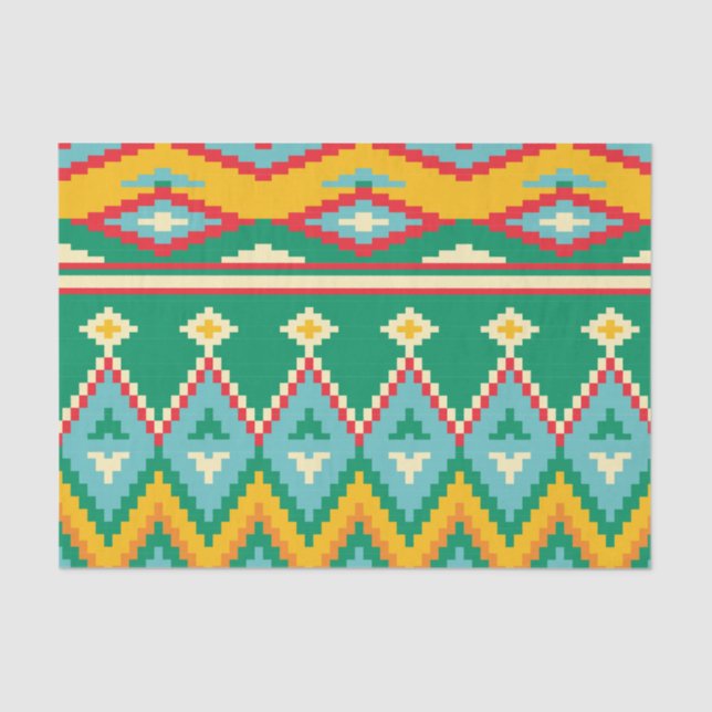 8-bit Tribal Pattern Decoupage Tissue Paper (Front)