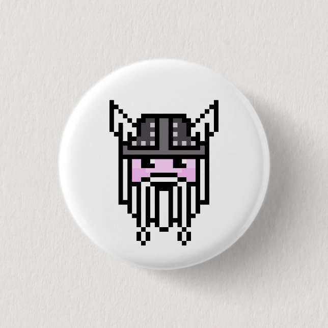 8 Bit Viking 3 Cm Round Badge (Front)